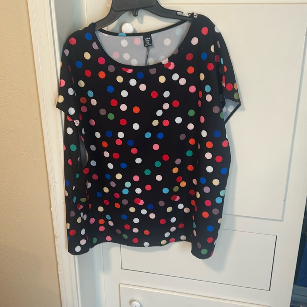 SHEIN black and multi color polka shirt